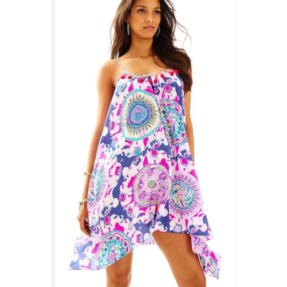 Lilly Pulitzer Rooney Dress Small Multi Play That Trunky Music Silk Sleeveless